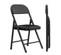 homewell Chaises Tapissées en Simili Cuir Métal, Chaise Visiteur Pliantes, Chaises de Salle à Manger Portables, Chaise de Réunion, pour Cuisine, Bureau, Salon, Économie d'Espace, Noir