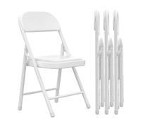 homewell Chaises Tapissées en Simili Cuir Métal, Chaise Visiteur Pliantes, Chaises de Salle à Manger Portables, Chaise de Réunion, pour Cuisine, Bureau, Salon, Économie d'Espace, Blanc