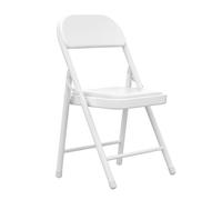 homewell Chaises Tapissées en Simili Cuir Métal, Chaise Visiteur Pliantes, Chaises de Salle à Manger Portables, Chaise de Réunion, pour Cuisine, Bureau, Salon, Économie d'Espace, Blanc