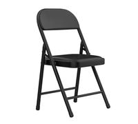 homewell Chaises Tapissées en Simili Cuir Métal, Chaise Visiteur Pliantes, Chaises de Salle à Manger Portables, Chaise de Réunion, pour Cuisine, Bureau, Salon, Économie d'Espace, Noir