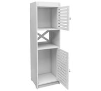Homewell Étagère sur pied à 4 niveaux - Armoire polyvalente pour salle de bain, chambre à coucher et bureau à domicile - Porte-serviettes en papier avec armoire ouvrante - En plastique étanche - Blanc