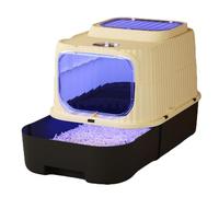 Homewell Grand Bac à Litière pour Chat, Maison de Toilette pour Chat Inodore à Capuche, Pliable, Tiroir Amovible, 37 * 49 * 37cm