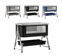 homewell Lit Bébé Cododo avec Matelas & Moustiquaire, Réglage de 6 Hauteur et de l’Inclinaison, Berceau Bébé, Lit Parapluie Bebe avec 4 roulettes, Facile Adapter au Lit du Parent