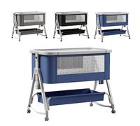 homewell Lit Bébé Cododo avec Matelas & Moustiquaire, Réglage de 6 Hauteur et de l’Inclinaison, Berceau Bébé, Lit Parapluie Bebe avec 4 roulettes, Facile Adapter au Lit du Parent