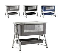 homewell Lit Bébé Cododo avec Matelas & Moustiquaire, Réglage de 6 Hauteur et de l’Inclinaison, Berceau Bébé, Lit Parapluie Bebe avec 4 roulettes, Facile Adapter au Lit du Parent