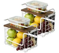 homewell Lot de 2 Corbeille a Fruit, Panier de Fruits, Étagère de Salle de Bain, Support pour le Rangement des Légumes du Pain, pour Salle de Bains, Cuisine, Capacité de Charge de 10 kg, Blanc