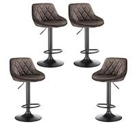 homewell Lot de 2 Tabouret de Bar en Velours Hauteur réglable Pied en métal (4X Marron)
