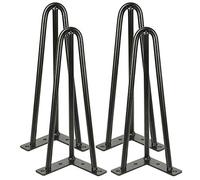 homewell Lot de 4 pieds de table en épingles à cheveux en métal avec protection de sol et vis, patins de table, à monter soi-même, 30 cm