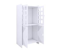 homewell Meuble de Salle de Bain Blanc 4 Portes Double Étage, Rangement Spacieux Adapté aux Petits Espaces, Design Moderne Compatible avec Tous Décor, Résistant à l'Humidité, (36×22×75cm)