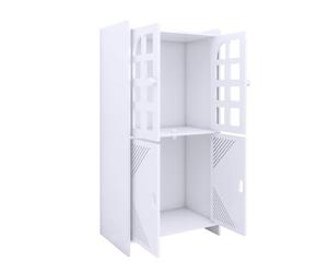 homewell Meuble de Salle de Bain Blanc 4 Portes Double Étage, Rangement Spacieux Adapté aux Petits Espaces, Design Moderne Compatible avec Tous Décor, Résistant à l'Humidité, (36×22×75cm)