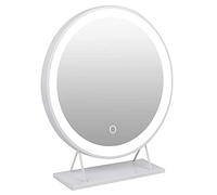 homewell Miroir cosmétique rond avec éclairage LED - Grand miroir de table - Blanc - Diamètre : 40 cm