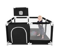 homewell Parc bébé 126 x 126 cm avec 50 balles d'eau, 8 ventouses au fond et un panier de basket, playpes avec une fermeture éclair (noir)