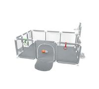 homewell Parc pour bébé de 180 x 120 cm, avec football, basket-ball, pompe à air, languettes de traction et ventouses, playpes, entrées de parc pour enfants avec une fermeture éclair (gris foncé)