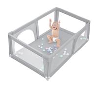 Homewell Parc Pour Bébé, Parc Enfant Modulable Avec Base à Ventouse Antidérapante, Centre d'Activités Pour Bébé Intérieur Et Extérieur Avec 50 Balles Océaniques, Sac De Rangement
