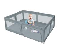 homewell Parc pour bébé, taille XL, 205 x 147 cm, avec 50 balles d'eau, playpes, parc pour enfants, 2 entrées latérales avec une fermeture éclair, gris foncé