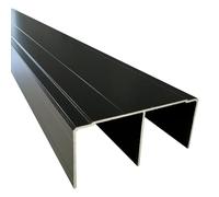HOMEWELL - Rail haut aluminium pour placard coulissant - Lg 1.95m (1950 x 85 x 40 mm, Noir Mat)