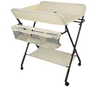 Homewell Table à Langer Pliante Bébé Matelas à Langer avec Panier de Rangement et 4 Roues, Réglable en Hauteur, pour Nouveau-né et Nourrisson, 80 * 66*(92/95/98) cm