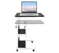 homewell Table De Chevet Pliante, Structure en Acier De Table Mobile avec roulettes, Table Medicale a Roulette pour Lit Réglable en Hauteur, Adaptée Au Salon, à La Chambre, Au Balcon