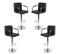 homewell Tabourets de Bar avec accoudoirs Chaises Hautes Hauteur réglable PU pivotant sur 360° avec Dossier et Repose-Pieds piètement chromé (4X Le Noir)