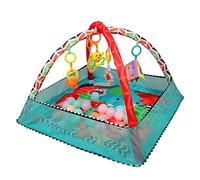Homewell Tapis d'Éveil Carré Bébé, Arche de Jeu avec 5 Jouets d'activité Amovibles, pour Naissance et Enfants à Partir de 0+ Mois, Stimulant le Développement et Motricité