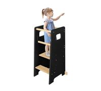 Homewell Tour d'Observation Enfant, Pliable Montessori avec Angles Anti-Bascule, Chaise Learning Tower, Tour Montessori 1-3 Ans, 3 in 1 Tour d'observation (Noir+Brun, D 90 * 42 * 40cm)
