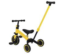 Homewell Tricycle Bébé Évolutif, Kinderkraft Velo Tricycle 2 en 1, Combine Trolley et Ride Fonction, Cadeau Bebe 1-5 Ans sans Freins (03, Jaune)