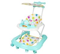 Homewell Trotteur Bébé pliable, pour Apprendre à Marcher à Bébé, Avec boîte à musique de dessin animé, hauteur réglable, Avec carport et tapis de sol, à partir de 6 mois (Vert)