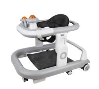 Homewell Trotteur pliable réglable en hauteur, trotteur avec musique et centre d'apprentissage, trotteur évolutif avec 6 roues pour un maintien sûr, trotteur pour bébé de 6 à 24 mois (gris)