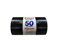 Homewise Lot de 50 sacs poubelle robustes de 100 l,Noir,Pour ordures,Respectueux de l'environnement, le bureau et le jardin,Sacs poubelle extra résistants fabriqués à partir de matériaux recyclés