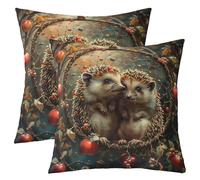Homewish Belle Housse de Coussin Hérisson Hérisson Dreamcatcher Fille Décoratif Taie d'oreiller Rouge Pomme Berry Taie d'oreiller Faune Feuille Branche Taie d'oreiller Lot de 2 60x60