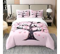 Homewish Coton Cheerry Blossom Lit d'enfant Ensemble Kawaii Panda Parure de Lit Fleurs Roses Housse de Couette Belle Forêt Wildlife Lit Ensemble 200x200