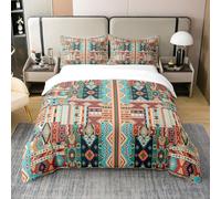 Homewish Coton, Ensemble de Literie du Sud-Ouest 140x200, Parure de Lit Géométrique Bohémienne, Housse de Couette Flèche Tribale Ethnique, Couvre Lit Occidental, Décoration Occidentale