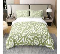 Homewish Coton Housse de Couette 200x200 Enfant Vert Menthe Léger,Parure de Lit Garçons Triangle Géométrique,Couvre Lit Esthétique Simple Moderne Adolescents Jeunesse Femmes Chambre Bohémien Jacquard