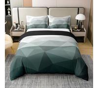 Homewish Coton Housse de Couette 220x240 Enfant Géométrique Abstraite, Parure de Lit Triangle Vert Ombre, Sets de Housses de Couettes Esthétique Minimaliste, Couvre Lit Contemporaine