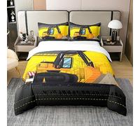 Homewish Coton, Housse de Couette Excavateur 140x200, Ensemble de Literie Travaux de Construction, Parure de Lit Camion de Construction, Housse de Couette Équipement Machinerie Lourde