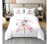 Homewish Coton, Housse de Couette Gymnastique 220x240, Ensemble de Literie Tour Eiffel, Parure de Lit Paris Romantique, Literie Gymnastique Sportive, Décor de Chambre de Danse pour Filles
