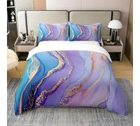 Homewish Coton Marbre Violet 240 x 260 Housse de Couette,Pierre Grain Parure de Lit,Esthétique Liquide Housse de Couette,Ensemble de Lit Abstrait Occidental,Fermeture À Glissière,Décor de Chambre