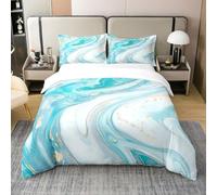 Homewish Coton Turquoise Liquide Housse de Couette 220x240,Marbre Texturé Enfants Garçons Filles Literie Set,Motif Rond Parure de Lit,Western Esthétique Literie Set,Décoration de Chambre À Coucher