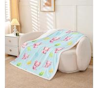 Homewish Couverture 100x130cm Enfant Axolotl Océan Rose,Plaid Canape Plante D'Algues de Salamandre Mignonne,Couverture Polaire Thème Animal Cartoon Garçons Filles Kawaii Starfish Underwater World