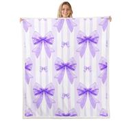 Homewish Couverture 100x130cm Enfant Bows Violet Plaid Canape Nœud Princesse Rêveur Couverture Polaire Bows Mignons Girly Jetés de Lit Nœud Papillon Géométrique Kawaii