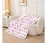 Homewish Couverture 100x130cm Enfant Cœur de Léopard,Plaid Canape Motif de Cœur Mignon,Couverture Polaire Enfants Adolescents Cartoon Love Geometric,Jetés de Lit Filles Rose