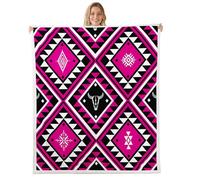 Homewish Couverture 100x130cm Enfant Rustique Sud-Ouest,Plaid Canape Rose Chaud Boho Occidental,Couverture Polaire Taureau Crâne Aztèque Tribal Bohème,Jetés de Lit Diamant