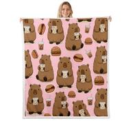 Homewish Couverture 100x130cm Enfant Thé Au Lait Capybara, Plaid Canape Animaux Rongeurs Drôles, Couverture Polaire Delicious Fast Food, Jetés de Lit Amants de Capybara
