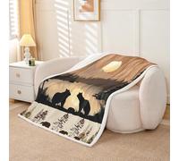 Homewish Couverture 130x150cm Enfant Cabine Rustique,Plaid Canape Ours de Campagne de Ferme,Couverture Polaire Chasse À Thème Forêt Animal Sauvage,Jetés de Lit Enfants Garçons Filles Pays Occidental