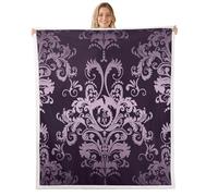 Homewish Couverture 130x150cm Enfant Damassé Violet Plaid Canape Attrape-Rêves Dragon Gothique Couverture Polaire Floral Boho Vintage Jetés de Lit Victorien AntiqueDécor de Chambre Esthétique