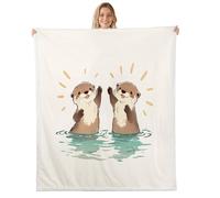Homewish Couverture 130x150cm Enfant Faune de Loutre Mignonne Plaid Canape Loutres Adorables Couverture Polaire Créature Océanique Kawaii Jetés de Lit Amateurs de Loutres