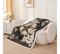 Homewish Couverture 130x150cm Enfant Impression en Cuir de Vache Rustique,Plaid Canape Occidental,Couverture Polaire Adultes Femmes Texas Stars Vintage,Jetés de Lit Patchwork Animal Léopard