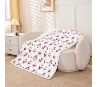 Homewish Couverture 130x150cm Enfant Noël,Plaid Canape Ours Pingouin Dessin Animé,Couverture Polaire Bonhomme de Neige de Noël Rouge Enfants Garçons Filles Adultes Bonne Nouvelle Année À Thème