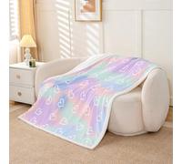 Homewish Couverture 150x200cm Enfant Arc-en-Ciel, Plaid Canape Tie Dye Pastel, Couverture Polaire Amour Cœur, Jetés de Lit Enfants Filles Garçons Adultes Mignon Kawaii Arc-en-Ciel Ombre Princesse