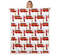 Homewish Couverture 150x200cm Enfant Camion Pompier, Plaid Canape Moteur D'Incendie d'urgence, Couverture Polaire Pompier Pompier, Jetés de Lit Fournitures de Lutte Contre Incendies